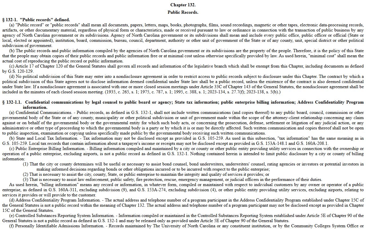 Pamlico County court records and North Carolina public records law