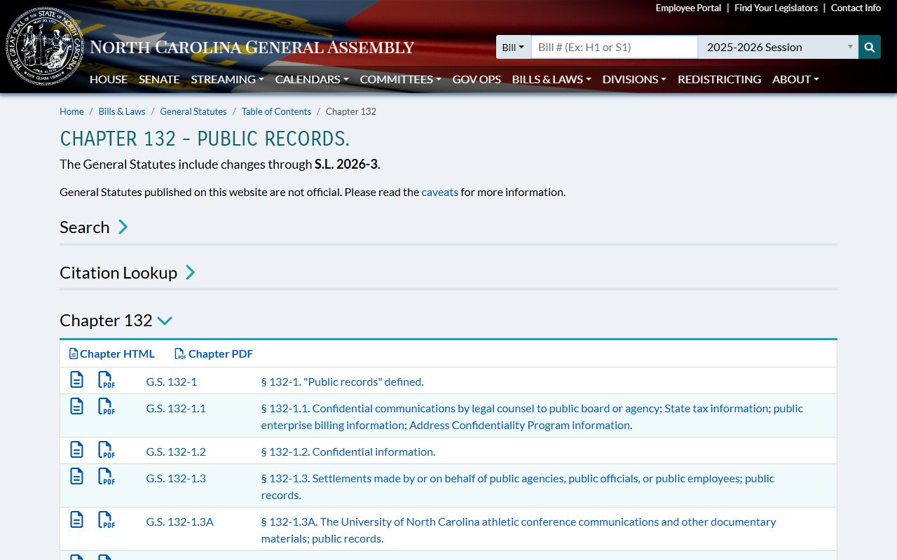 Pamlico County court records and Chapter 132 public records index