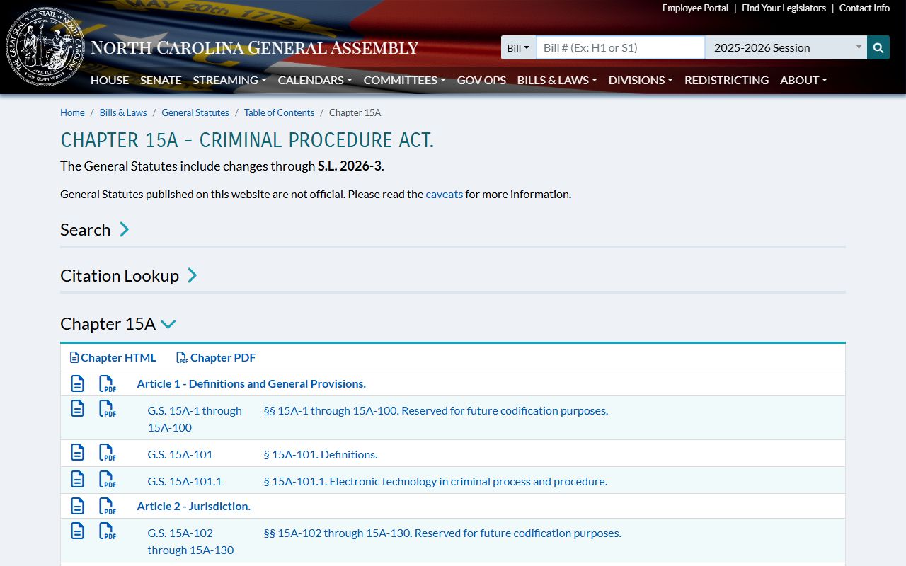 Pamlico County criminal court records and Chapter 15A criminal procedure