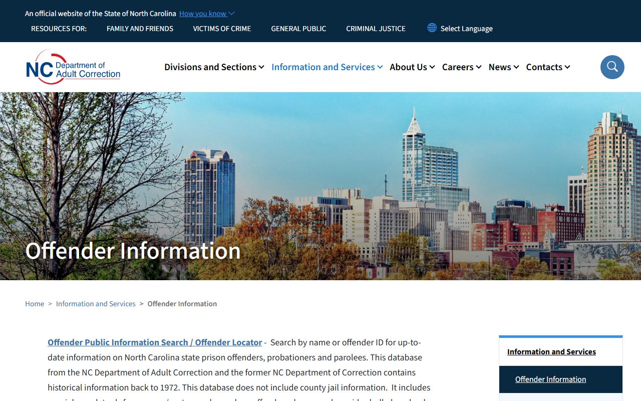 Pamlico County inmate records NC DAC offender search