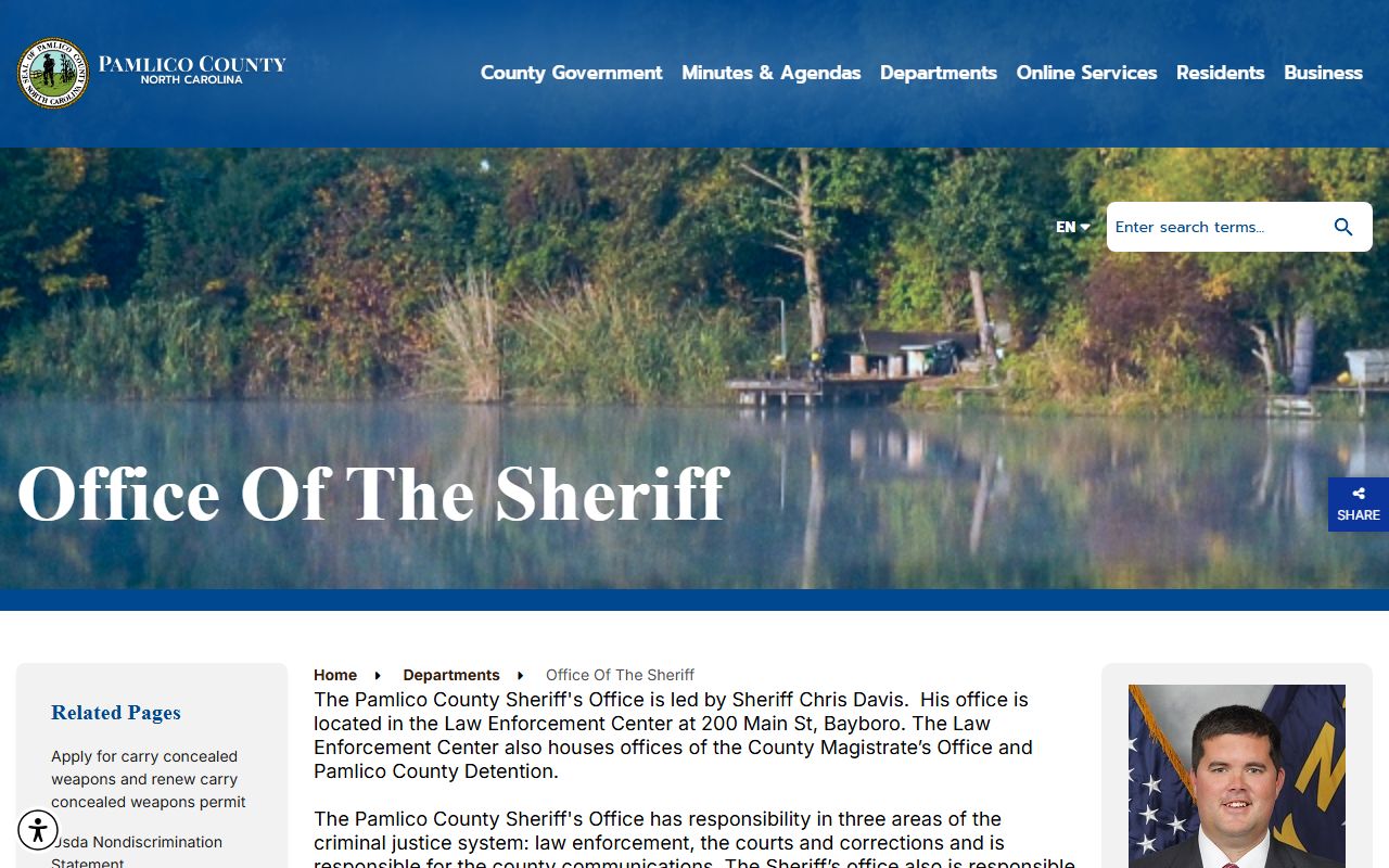 Pamlico County inmate records sheriff office page