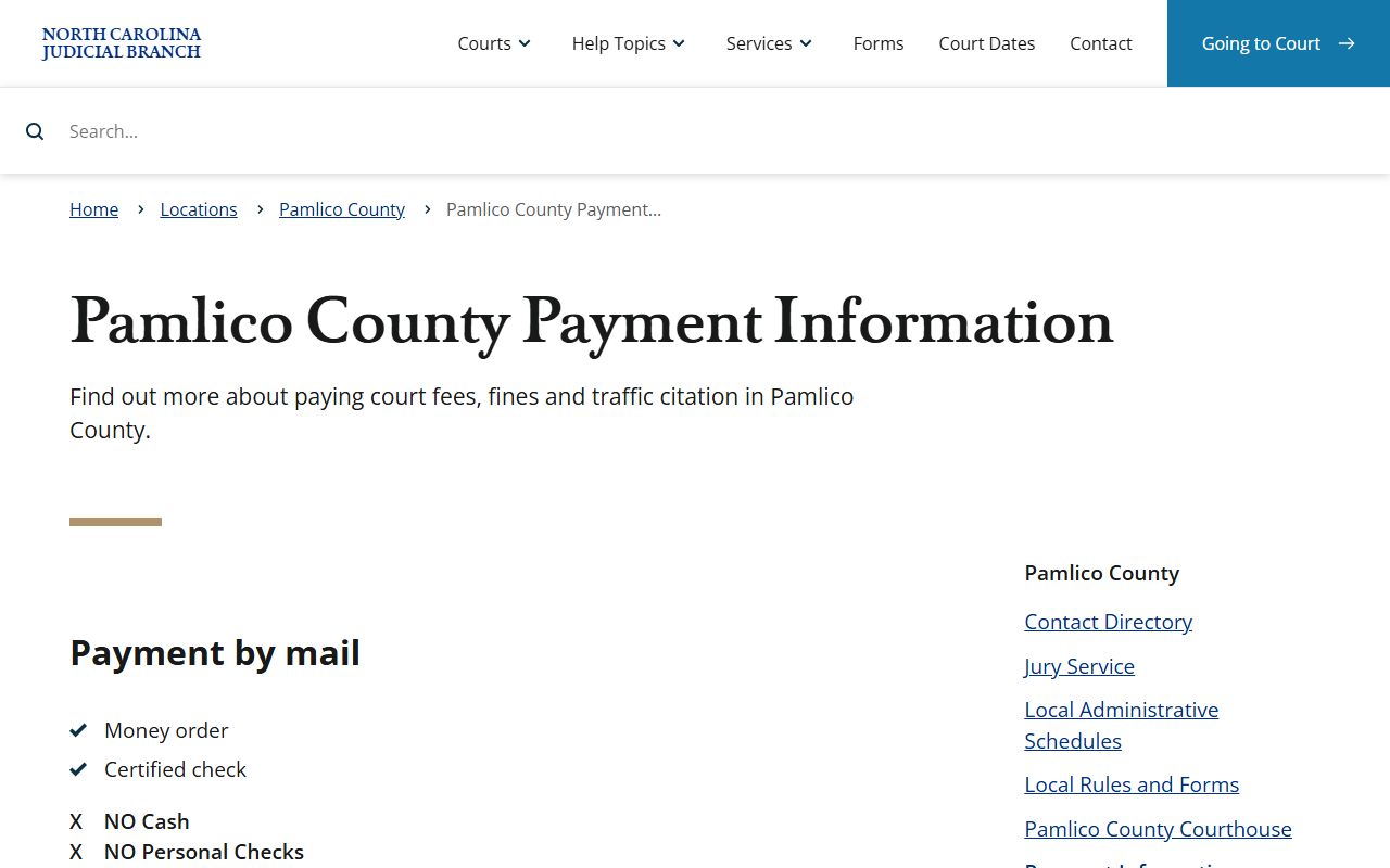 Pamlico County court records payment information