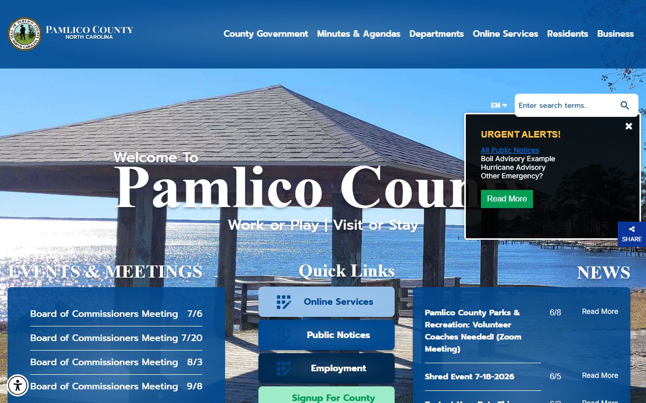 Pamlico County court records official county homepage