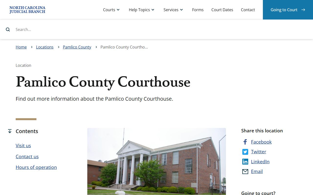 Pamlico County courthouse court records access point